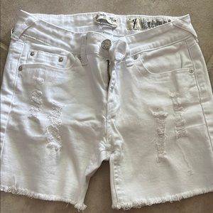 Indigo Rein White Jean Shorts with Distressed Cut-Off Style